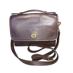 Vintage Coach Court Top Handle 9870 Brown Leather Handbag Crossbody Bag Purse